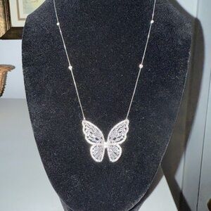 Sterling silver cz Diamond butterfly necklace